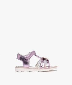 GEMO Sandales métallisées à scratch paillettes et papillons bébé fille Violet