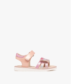GEMO Sandales à brides pailletées fermeture scratch bébé fille - Lovely Wings rose chine