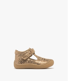 GEMO Chaussures premiers pas en cuir imprimé fermeture scratch bébé fille - NA! Beige