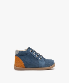 GEMO Chaussures de marche en cuir à lacets bébé garçon  - Na! bleu standard