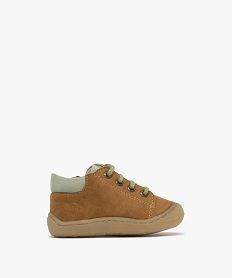 GEMO Chaussures premiers pas en cuir à lacets et zip bébé garçon - NA! Brun