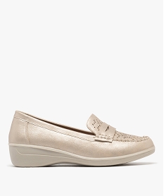 GEMO Mocassins confort à talon compensé femme beige standard