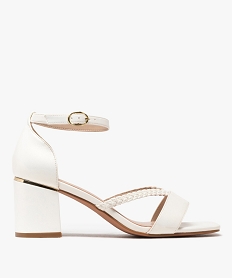 GEMO Sandales femme à talon large et bout carré femme blanc standard