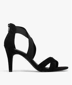GEMO Sandales à talon aiguille en suédine à brides élastiques femme noir standard