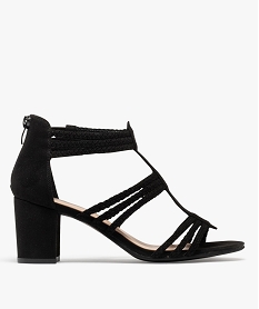 GEMO Sandales à talon avec brides tressées femme noir standard