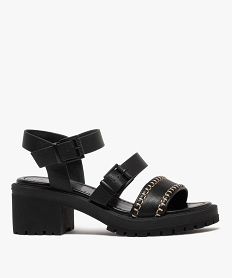GEMO Sandales à talon et semelle crantée femme noir chine