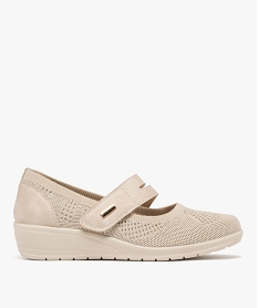 GEMO Ballerines confort en mesh fermeture scratch femme Beige