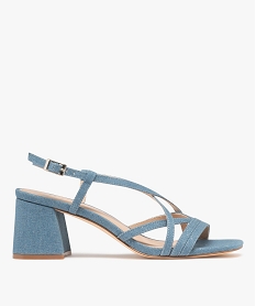 GEMO Sandales à brides en toile avec talon flare femme bleu standard