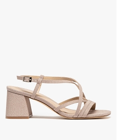 GEMO Sandales pailletées à talon biseauté femme Rose