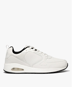 GEMO Baskets basses unies avec semelle à bulle dair homme blanc vif