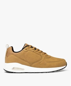 GEMO Baskets basses unies avec semelle à bulle dair homme marron vif