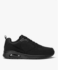 GEMO Baskets basses unies avec semelle à bulle dair homme noir vif