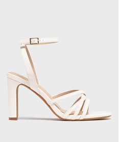 GEMO Sandales à talon haut et fines brides vernies femme beige vif