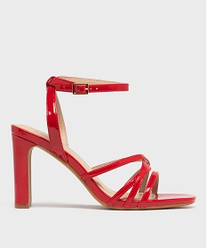 GEMO Sandales à talon haut et fines brides vernies femme rouge vif
