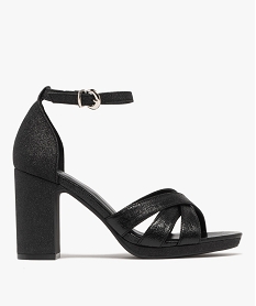 GEMO Sandales à talon haut brillantes femme noir vif