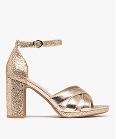 GEMO Sandales à talon haut brillantes femme dore