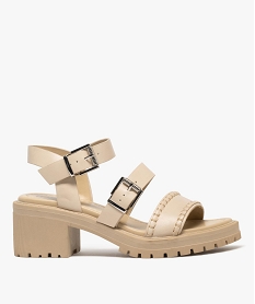 GEMO Sandales à talon et semelle crantée femme beige standard