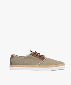 GEMO Baskets en toile avec semelle de corde homme kaki clair