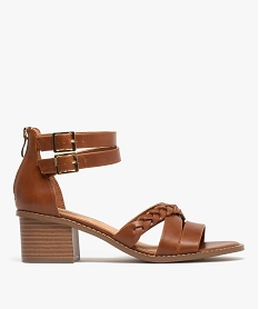 GEMO Sandales à talon avec double bride cheville femme - Valentina Baldano Orange