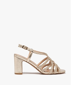 GEMO Sandales à talon avec brides tressées femme dore