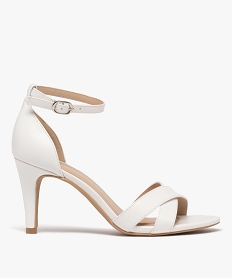 GEMO Sandales à talon haut et fin et brides croisées femme blanc standard