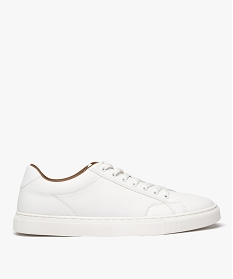 GEMO Baskets de ville à lacets unies homme blanc vif