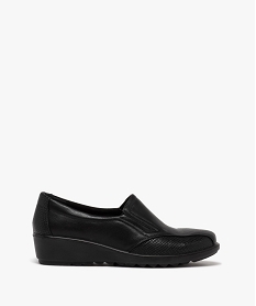 GEMO Mocassins confort bi-matières avec semelle compensée femme noir standard
