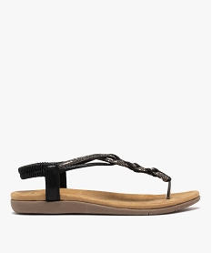 GEMO Sandales plates avec bride tressée à entre-doigt femme noir standard