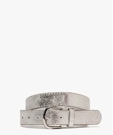 GEMO Ceinture large métallisée à perles femme argente