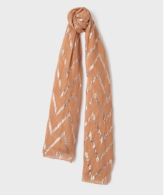 GEMO Foulard rectangulaire en voile fin à motifs métallisés Beige