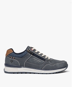 GEMO Baskets casual à lacets et zip homme Bleu