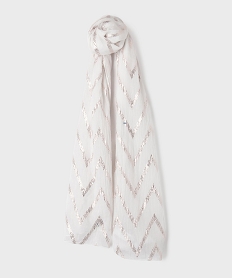 GEMO Foulard rectangulaire en voile fin à motifs métallisés blanc standard