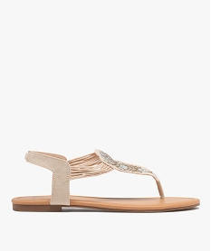 GEMO Sandales à entre-doigt avec brides élastiquées à strass femme - Valentina Baldano beige standard