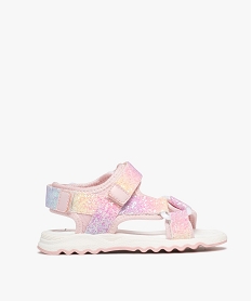 GEMO Sandales sport à scratch pailletées fille Rose