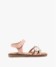 GEMO Sandales en cuir à brides croisées et fermeture à scratch fille - Tanéo Rose
