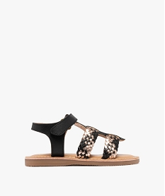 GEMO Sandales en cuir à larges brides tressées fille - Tanéo noir standard