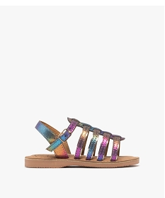 GEMO Sandales en cuir forme spartiates irisées fille - Tanéo Multicolore