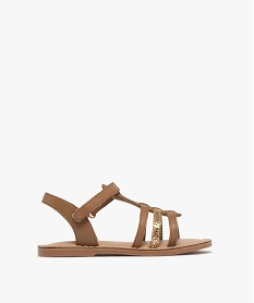 GEMO Sandales en cuir multibrides fille marron vif