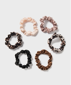 GEMO Chouchous cheveux assortis en satin femme (lot de 6) marron fonce