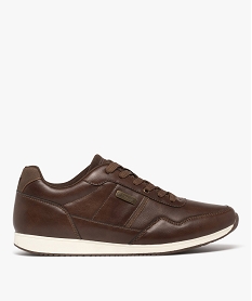 GEMO Baskets de ville à lacets aspect cuir homme - Carrera marron fonce