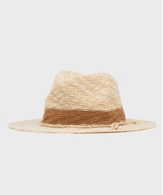 GEMO Chapeau tissé et pailleté forme fedora femme Beige
