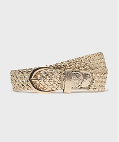 GEMO Ceinture tressée en matière métallisée femme dore