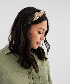 GEMO Foulard en satin à motifs fleuris femme Beige