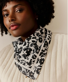 GEMO Foulard en satin à motifs fleuris femme noir standard