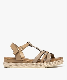 GEMO Sandales à talon compensé et semelle tressée femme beige standard