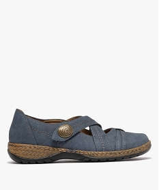 GEMO Ballerines confort à brides croisées fermeture scratch femme Bleu