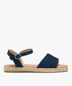 GEMO Sandales en toile denim avec semelle corde épaisse femme bleu chine