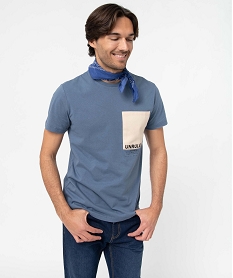 tee-shirt homme a manches courtes avec poche contrastante bleu tee-shirtsM103901_1