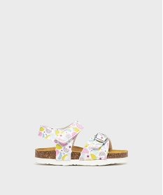 GEMO Sandales à scratch avec semelle intérieure cuir bébé fille blanc standard