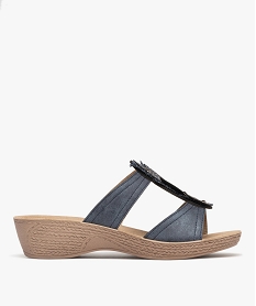 GEMO Sandales confort forme mule femme avec fermeture scratch Bleu